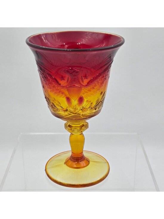 L. E. Smith Other - L. E. Smith Glass Amberina American Eagle Goblet 6½″ Wine Glass Mid-Century
